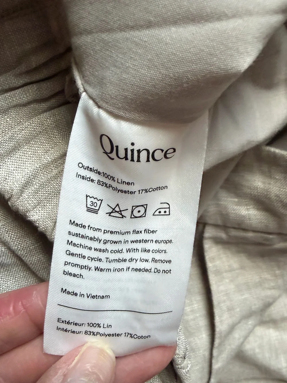 Quince 100% European Linen Pleated Trouser Flax Women's Size 8